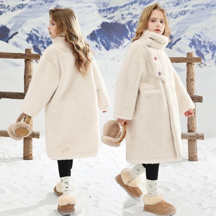 キッズ コート アウター 女の子 ファーコート オーバーコート ボアコート ロングコート 子供服 キッズアウター 子ども フェイクファー ふわふわ 厚手 暖かい 防寒 ジャケット 秋冬 お出かけ 通園 通学 hzyfa 15 DZ 30