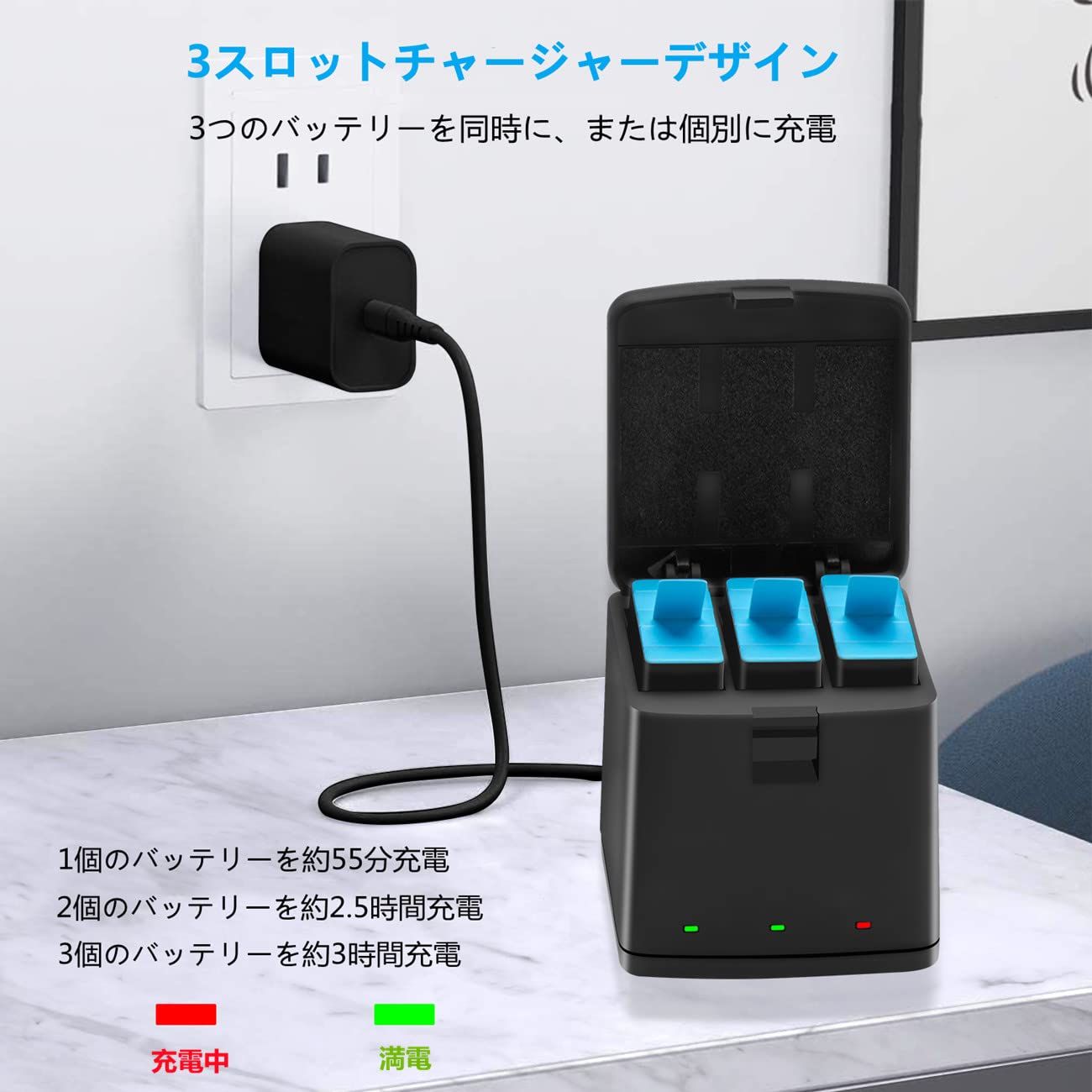 COOLSHOW GoPro Hero 9/Hero 10/Hero 11/Hero 12 バッテリー 2*1800mAh 