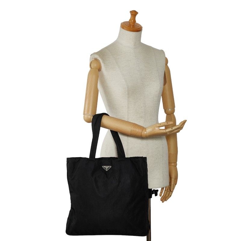 プラダ 三角ロゴプレート ハンドバッグ トートバッグ ブラック