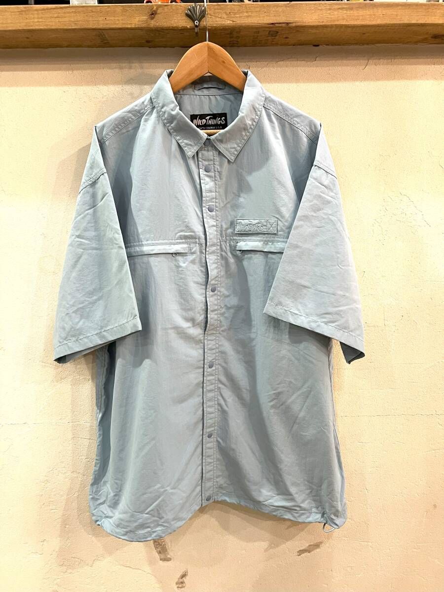 X99 WILDTHINGS|ワイルドシングス CARRY SHIRTS キャリーシャツ ライトブルー 半袖シャツ ナイロンシャツ アウトドア XL