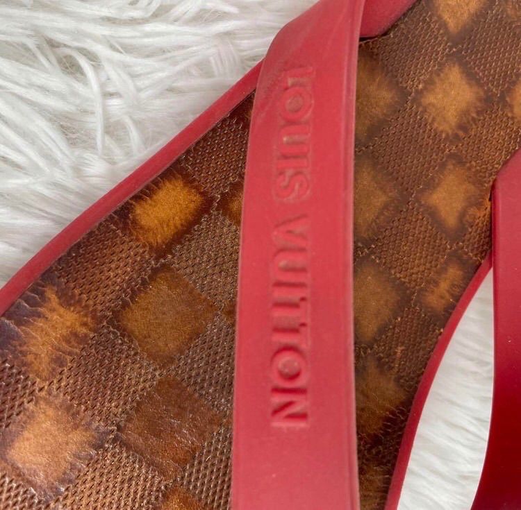 LOUIS VUITTON ダミエ ラバーサンダル レッド 28 cm