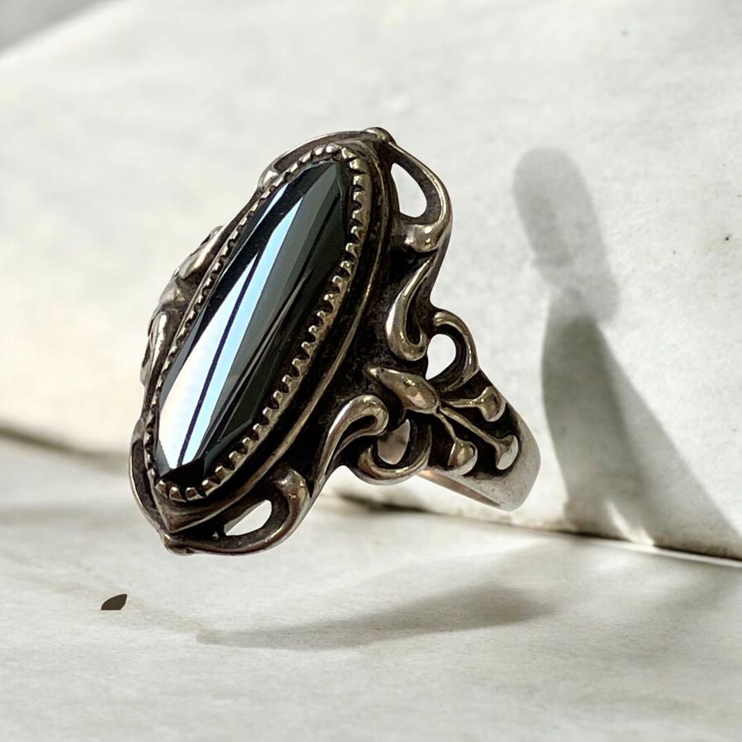 ヘマタイト シルバーリング 925刻印 レディース アクセサリー 銀 指輪