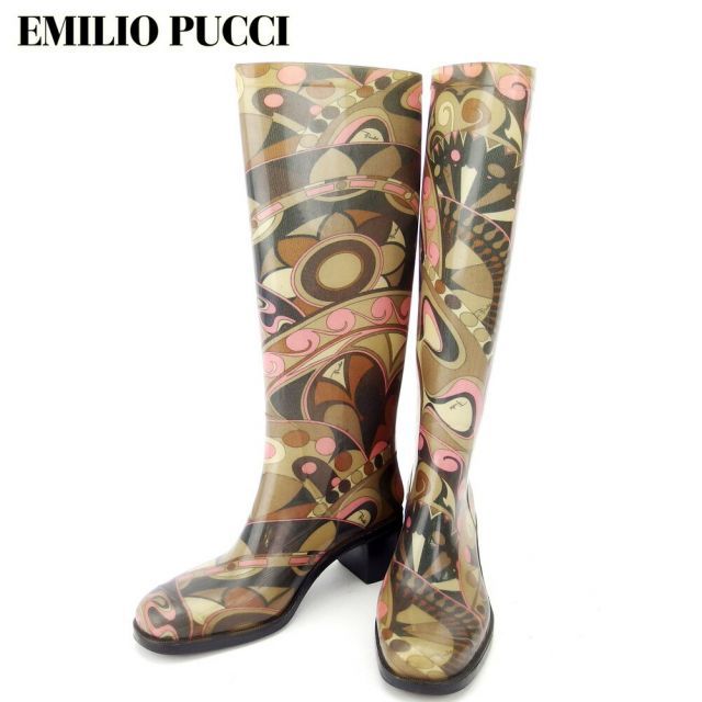 EMILIO PUCCIロングブーツ37 エミリオ プッチ レインブーツ シューズ 靴 ♯37 ロング ブーツ