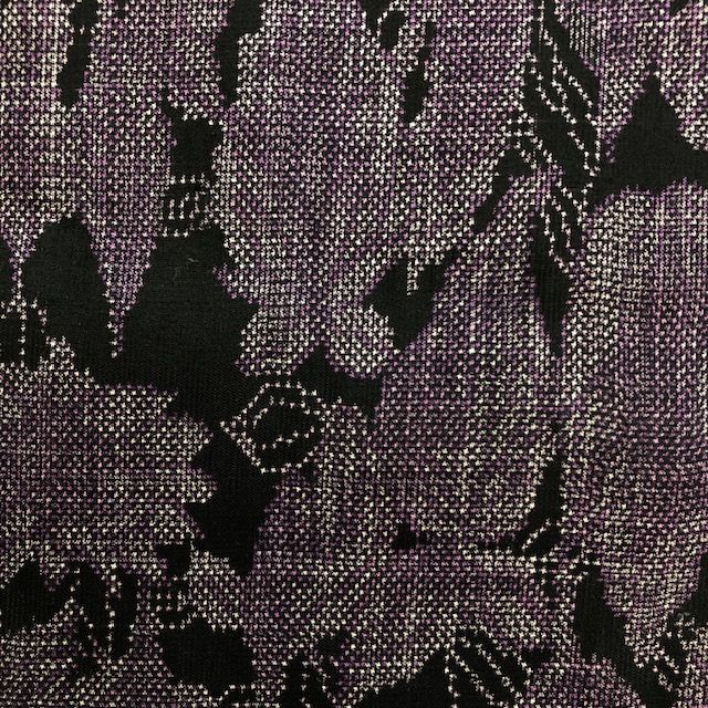 きものキレイ 大島紬 解き済 黒 紫 植物柄 リユース secondhand KJ005