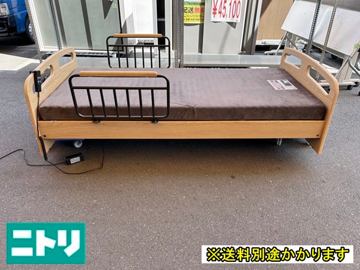 一部地域送料無料 ニトリ ２モーター式電動ベッド 2017年製 マットレス付き 木製フレーム F-SB-041-0805A