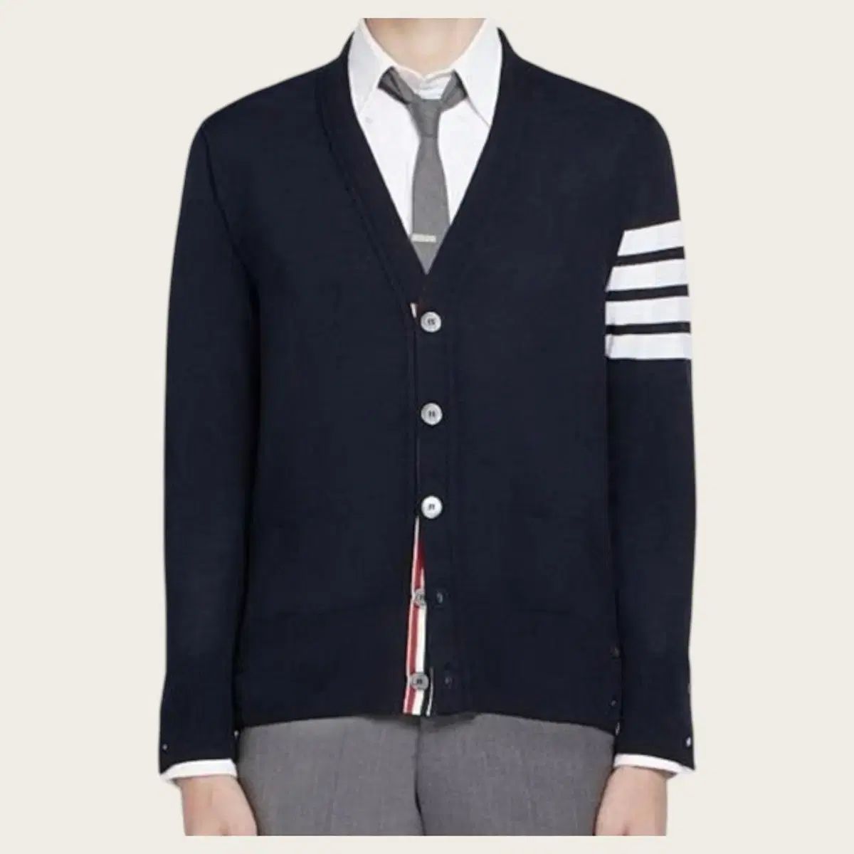 Thom Browne(トム・ブラウン) メリノウール カーディガン グレーカラー