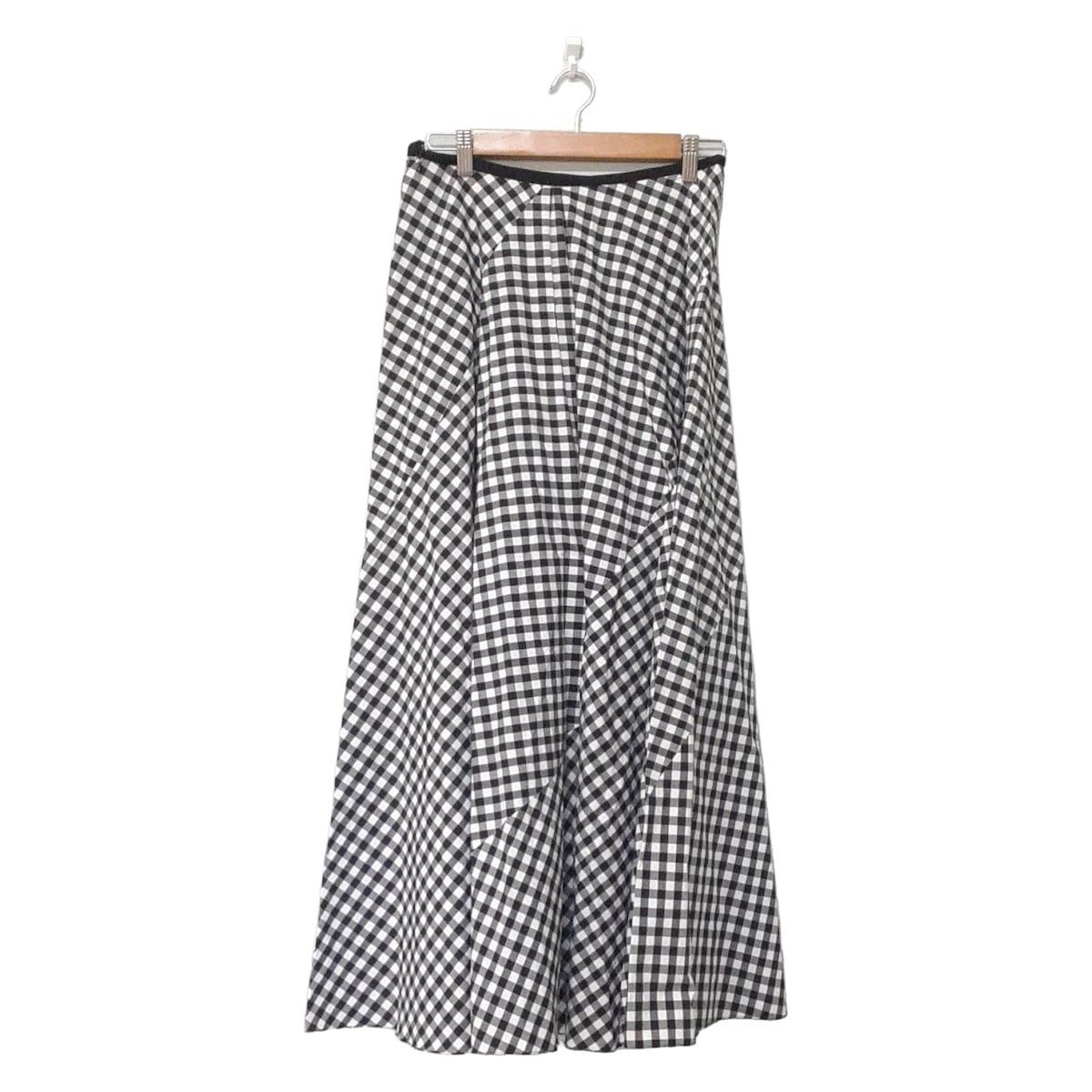 Drawer ドゥロワー ロングスカート サイズ38 M レディース - 白×黒 マキシ丈 チェック柄