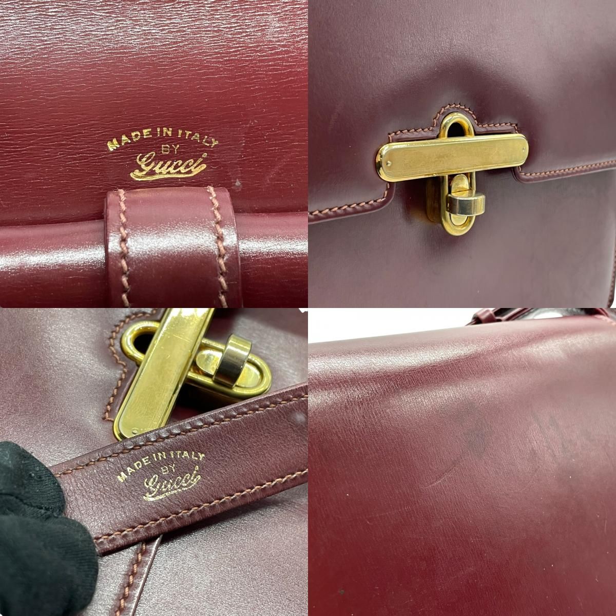 GUCCI グッチ ショルダーバッグ レザー 赤 ボルドー ワイン