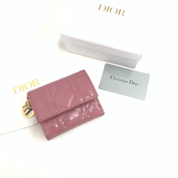 DIOR ディオール LADY DIOR ロータスウォレット 折り財布 カナージュ 