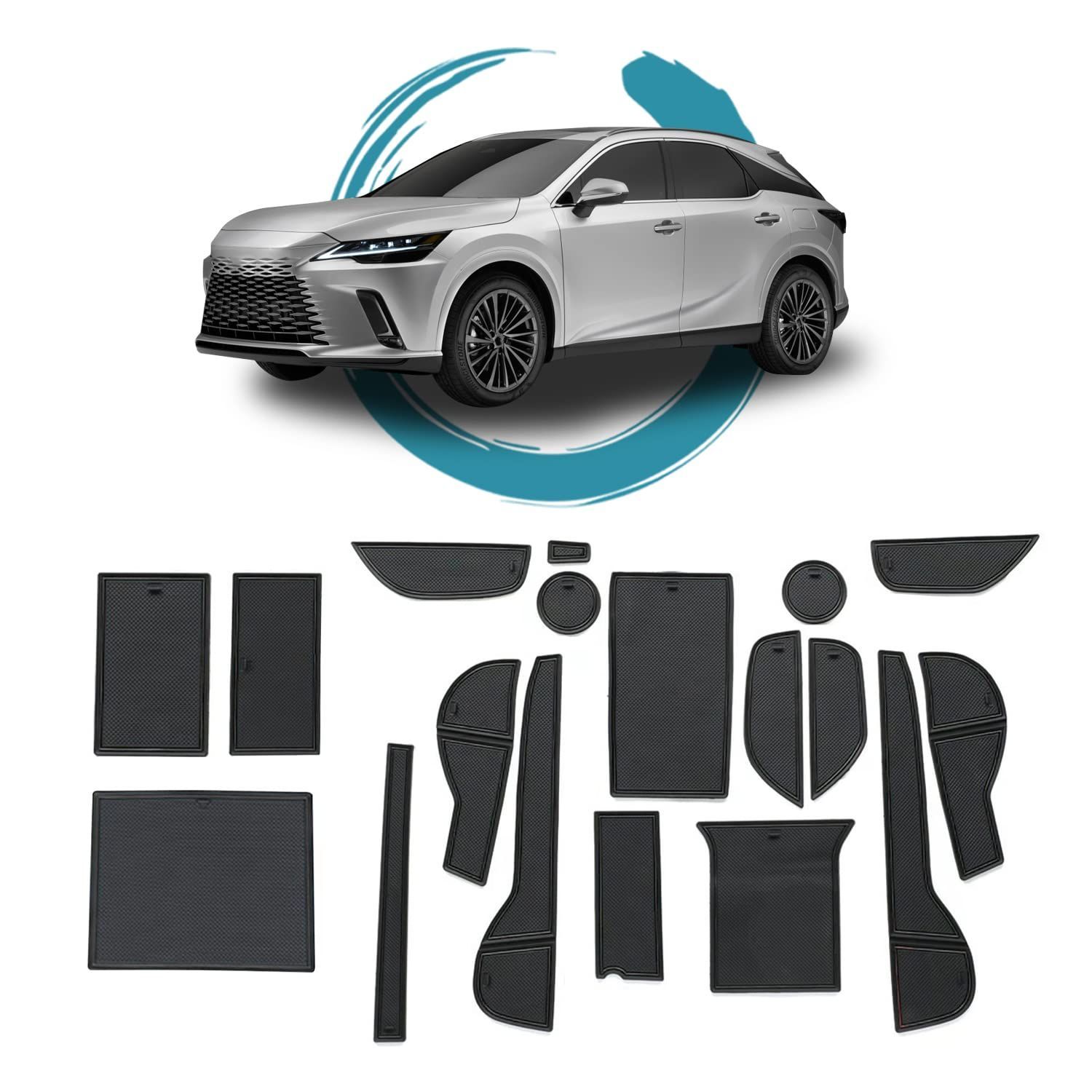ruiya 2022新型 レクサスrx 5代目 RX350h RX450h＋ RX500h 専用 ラバーマット ドアポケット マット インテリアラバーマット 滑り止めシート アクセサリー ポケットマット 引っ掻きキズ防止 ノイズ軽減