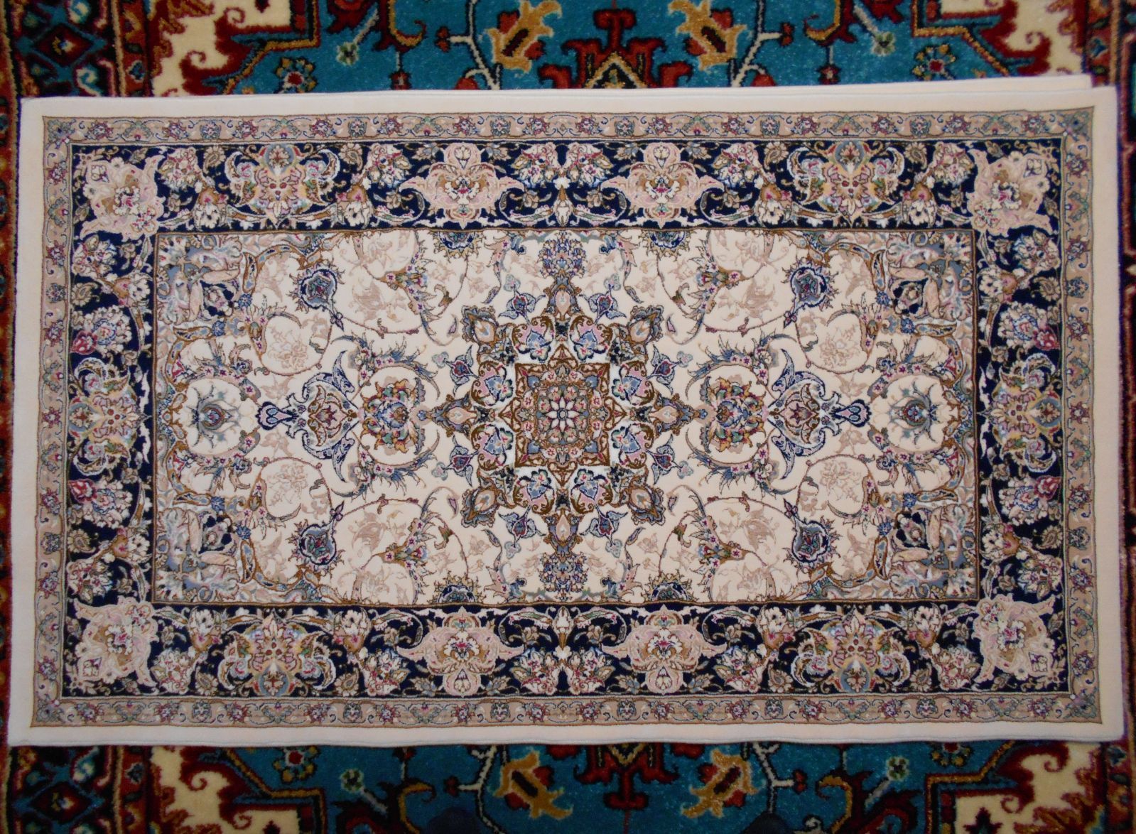 170万ノット！輝く、多色織絨毯！本場イラン産 70×120cm‐167001-