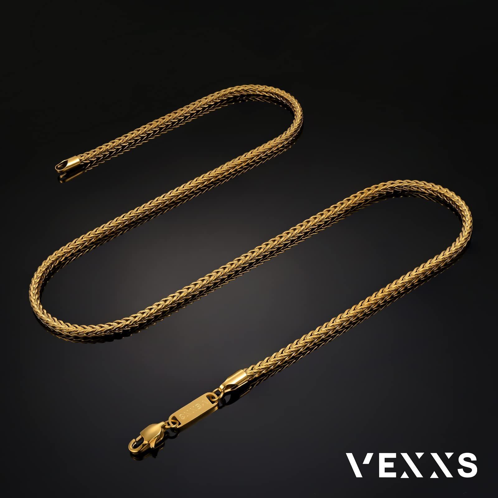 色: 3mm-ゴールド】VEXXS フォックステイル ネックレス チェーン メ