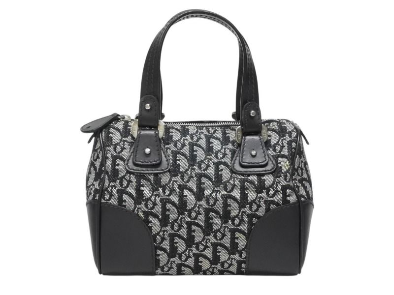 CHRISTIAN DIOR クリスチャンディオール トロッターライン ハンドバッグ D2-BO-0045 ブラック シルバー金具 4b008337