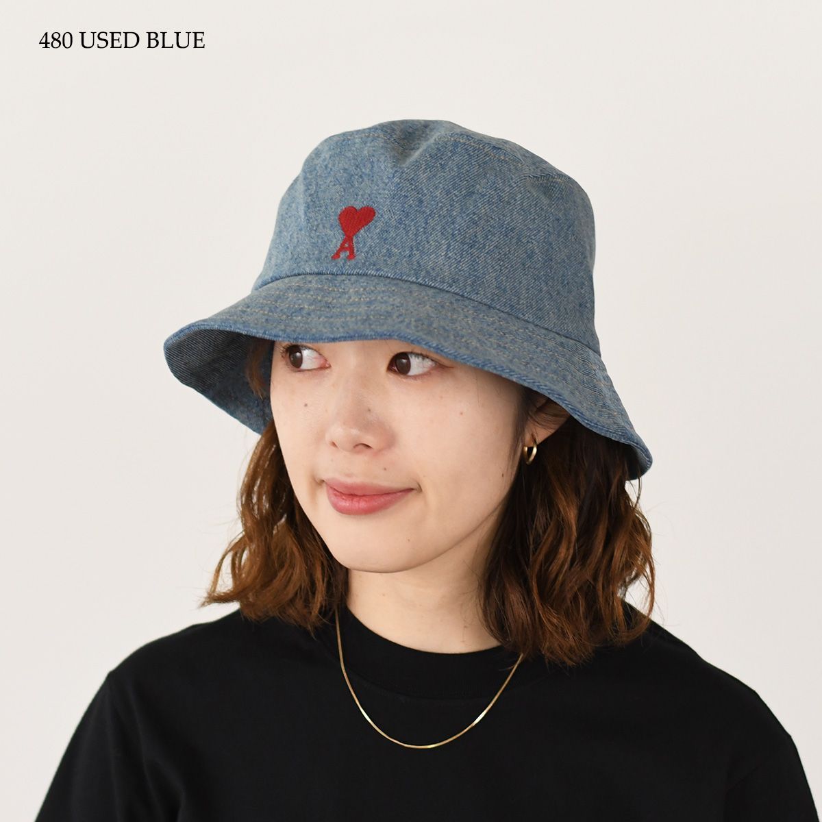 【AMI PARIS】Embroidered 立体 ロゴ デニム バケット ハット AMI ALEXANDRE MATTIUSSI Ami de Coeur アミパリス ハット