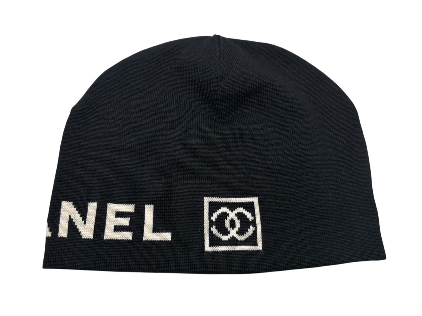 CHANEL シャネル Embroidered CC Logo Beanie ビーニー ニットキャップ ONE SIZE スポーツライン ココマーク ブラック 4b008061