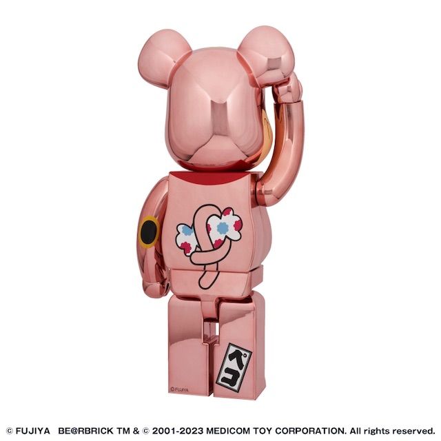 BE@RBRICK 招き猫 ペコちゃん 金運ダブル小判 桃金メッキ 1000% - メルカリ