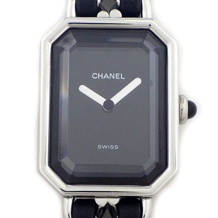 T062 シャネル プルミエールL SS×レザー H0451 クォーツ シャネル / CHANEL プルミエール L H0451 ブラック レディース 時計