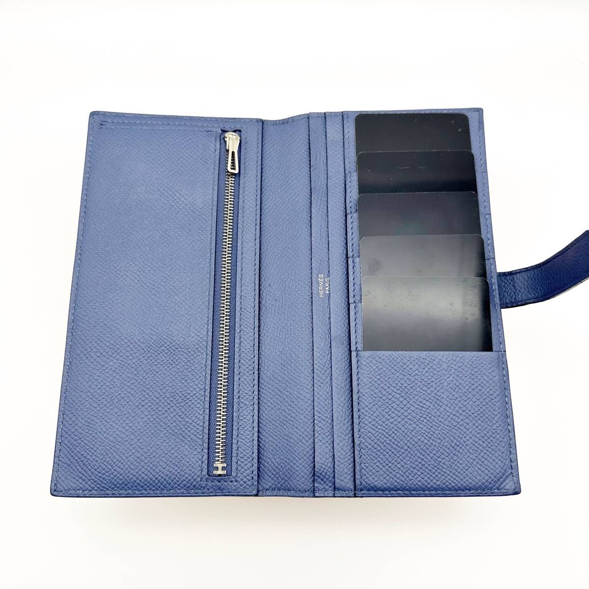 HERMES エルメス べアン クラシック ヴォーエプソン ブルーラン 長財布 HERMES エルメス べアン クラシック ヴォーエプソン ブルーラン