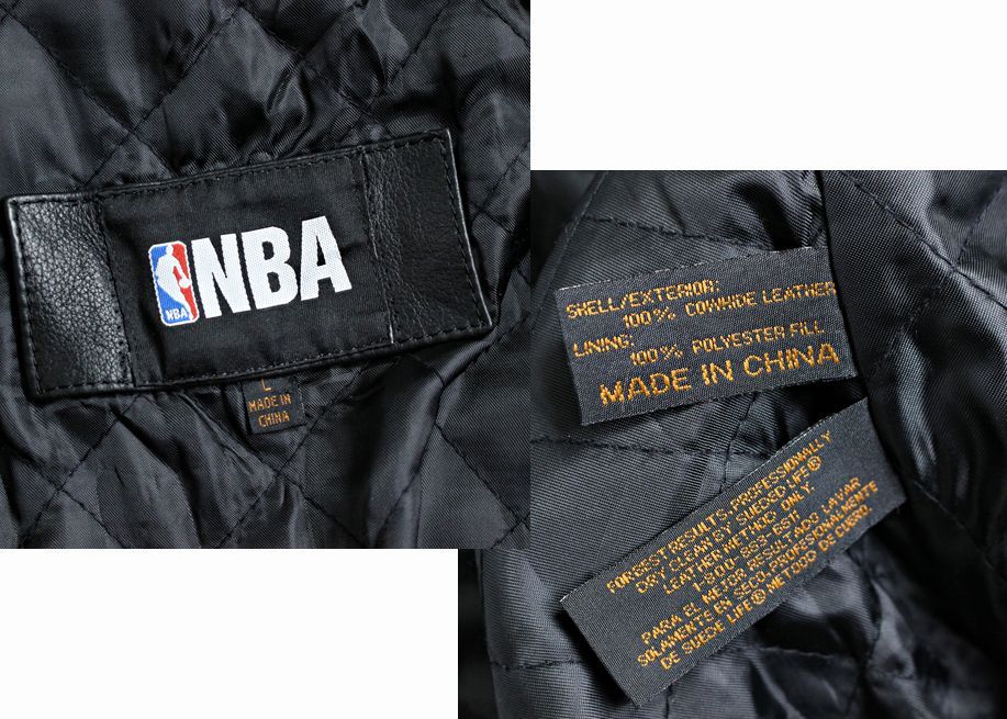 NBA】総革 オールレザー スタジャン 防寒中綿入り カウハイド NBA】総革 オールレザー スタジャン 防寒中綿入り カウハイド