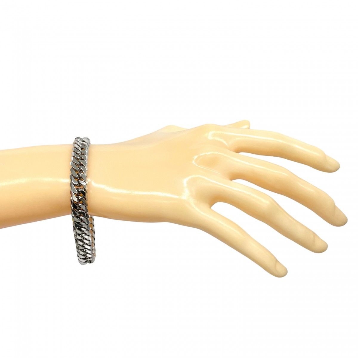 5khe035】喜平 ブレスレット Pt850 プラチナ 6面 ダブル 21.4cm 71.8g  