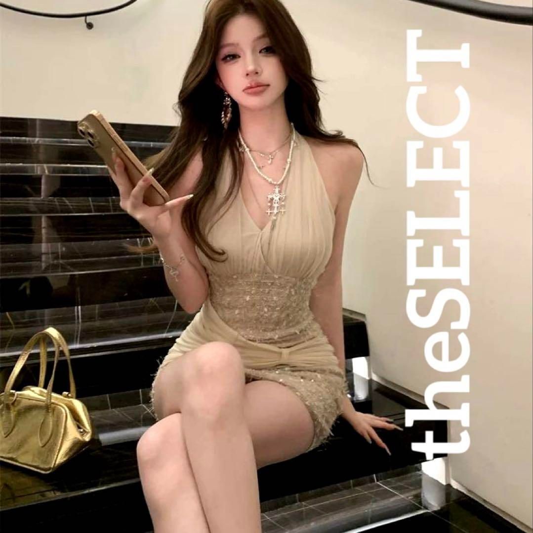 韓国 服 レディース ワンピース ベージュ ノースリーブ キャバドレス ベージュ 韓国 服 レディース ワンピース ベージュ ノースリーブ キャバ