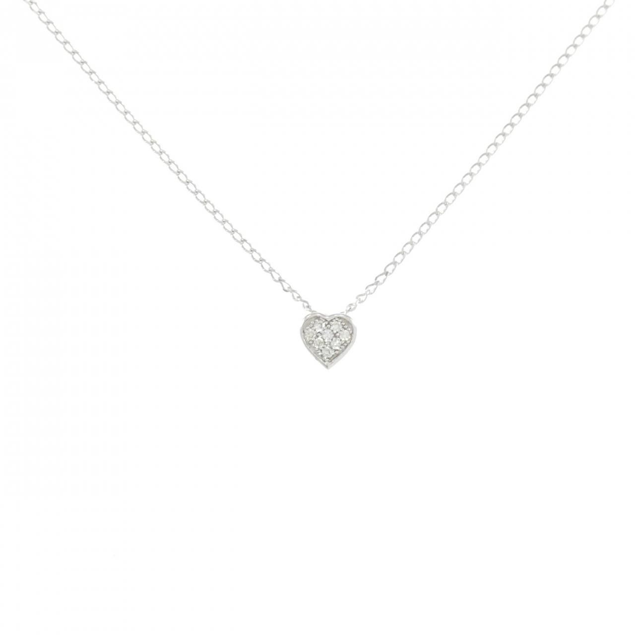 K10WG ハート ダイヤモンド ネックレス