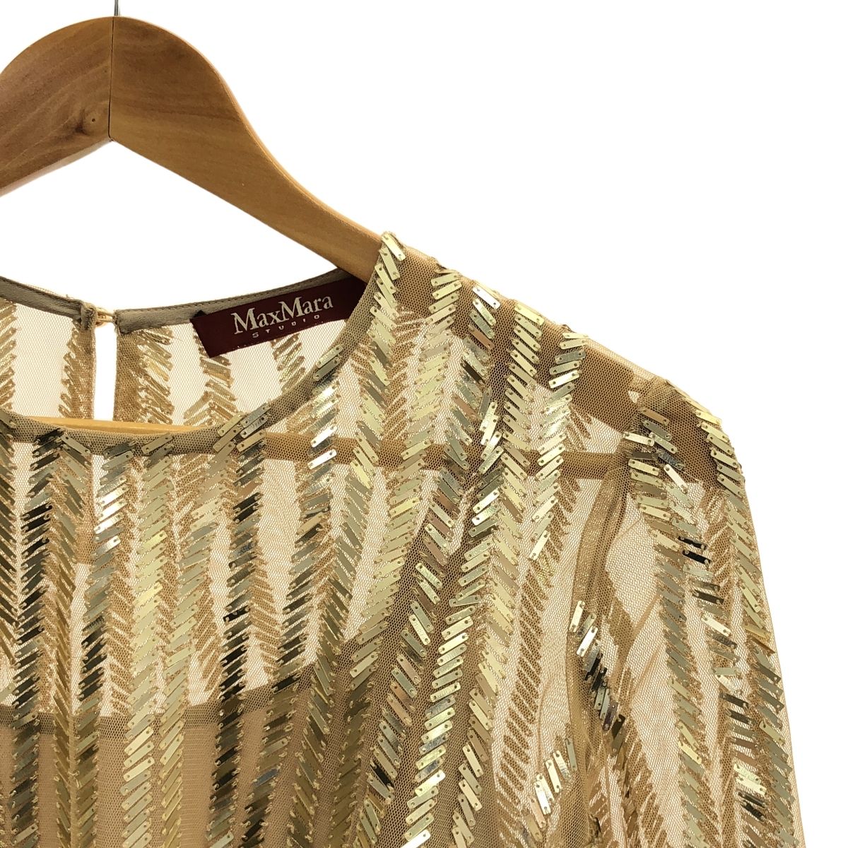 MAX MARA STUDIO / マックスマーラステュディオ | スパンコール シースルー ブラウス | 38 | ベージュ | レディース Max Mara Studio（マックスマーラステュディオ） マックスマーラ