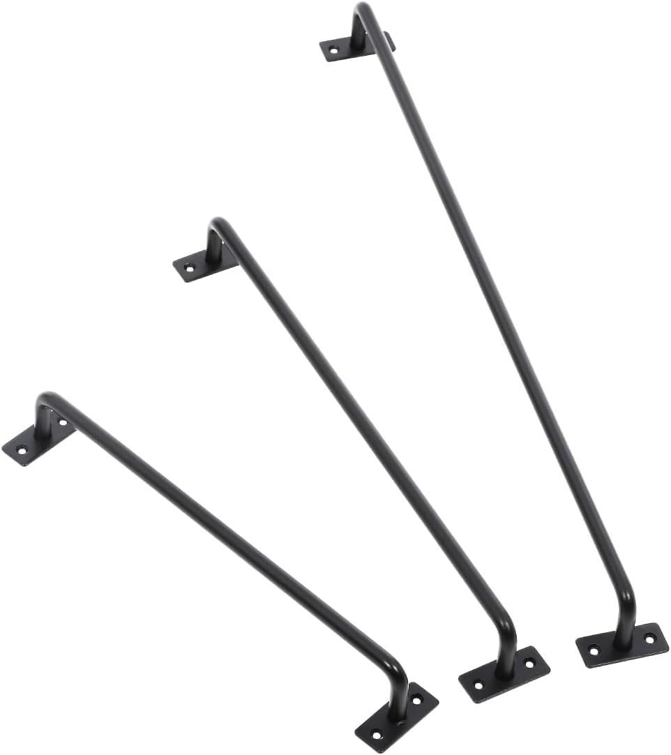 6mm (ブラック 使い方いろいろ】 天井取付 本棚 スリッパ 物干し 18.6cm) 艶消し塗装【ドア扉の取っ手 ネジ式 おしゃれ タオルハンガー タオル掛け 【一級建築士デザインのアイアンバー】バス