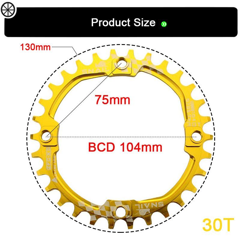 新品! SNAIL 104PCD 30T ナローワイド チェーンリング レッド