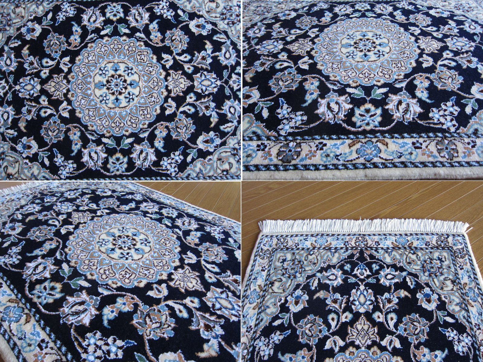 AN様　　イラン産ペルシャカーペット　絨毯 89X62】イラン直輸入☆ナイン産ペルシャ絨毯・カーペット・ラグ