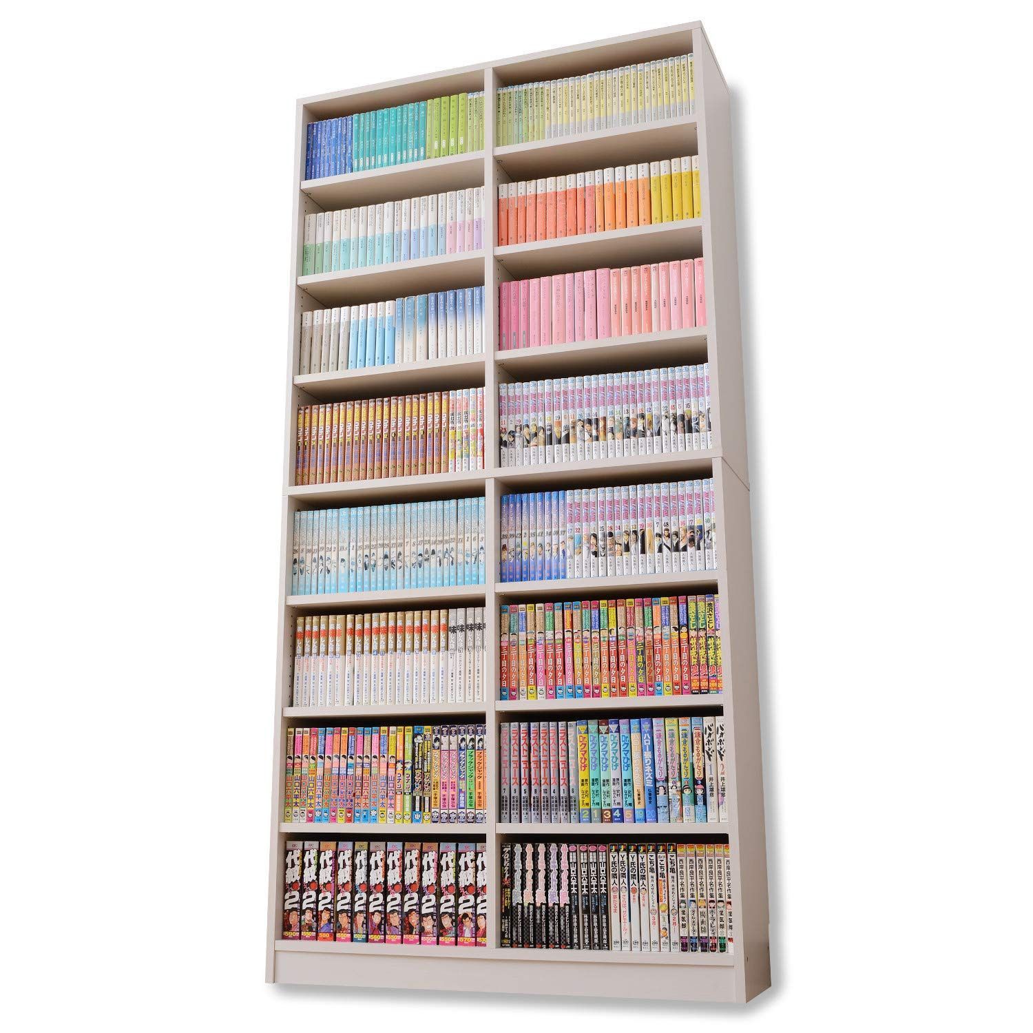 木目調 ホワイト 組立品 大容量 オープンラック 巾木カット CPB-1890J JW 棚板可動 8段 幅90.5×奥行29×高さ184cm 本棚 山善