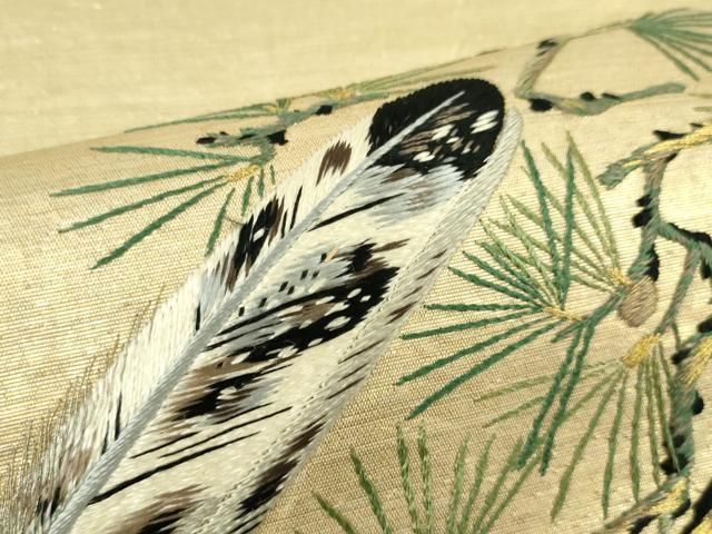 平和屋本店□極上 アンティーク 大正ロマン 九寸開き名古屋帯 総手刺繍  