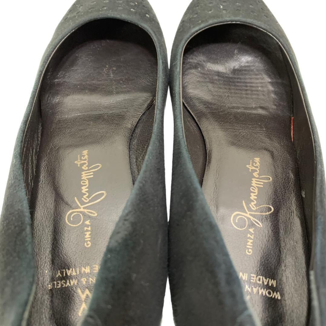 【美品】　銀座かねまつ　(22) 　パンプス　アーモンドトゥ　スエード 美品】銀座かねまつ (22) パンプス アーモンドトゥ スウェード