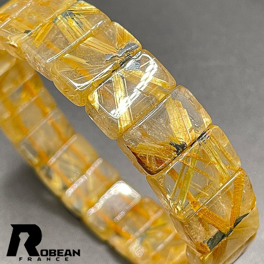 上品 EU製 定価10万円☆ROBEAN・太陽花タイチンルチルバングル☆黄金針