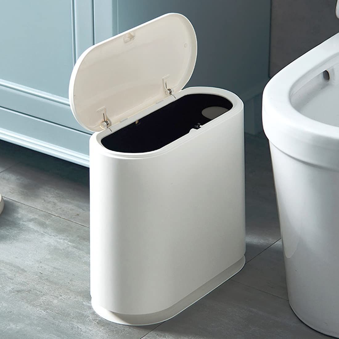【数量限定】(白い リビングキッチンベッドルーム用 トイレ 10L) 省スペース は無臭で密閉 ごみ箱 分別 スリム おしゃれ ふた付き ゴミ箱