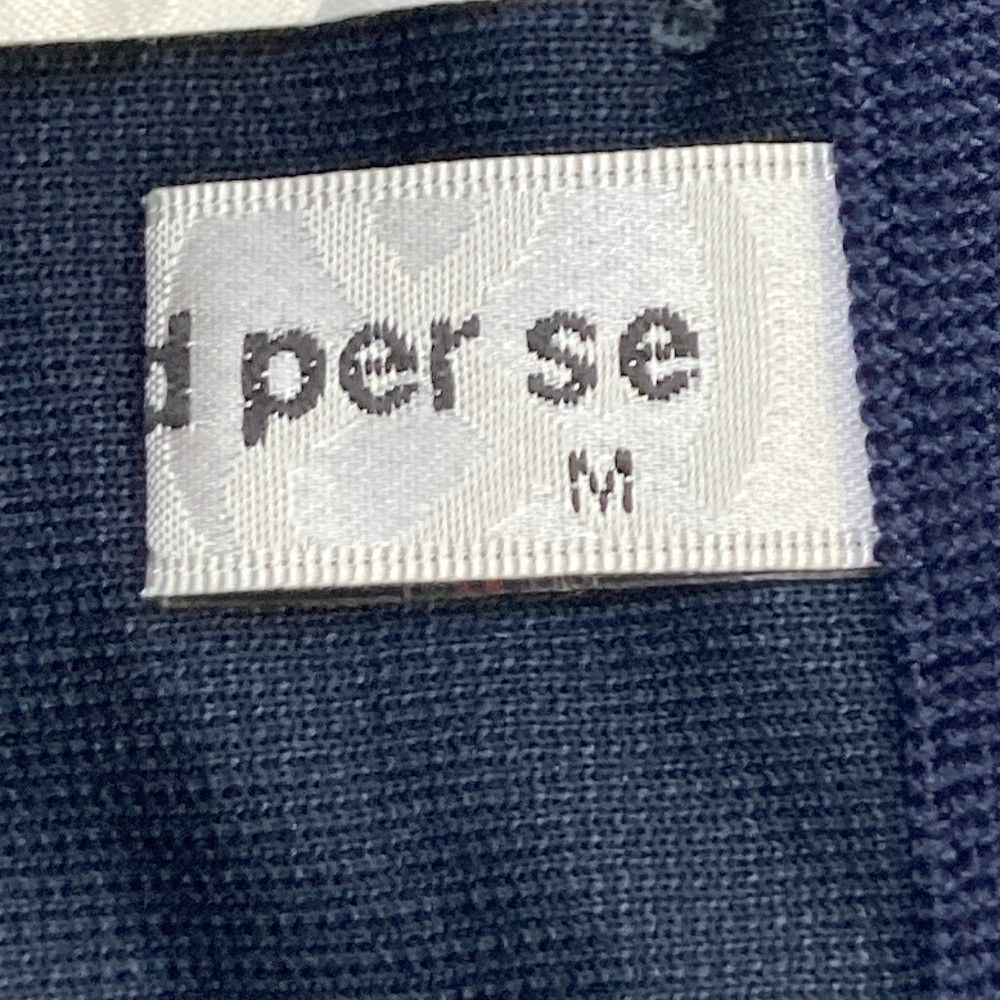 サイズ：M AND PER SE アンパスィ 裾ロゴ ロングパンツ ネイビー