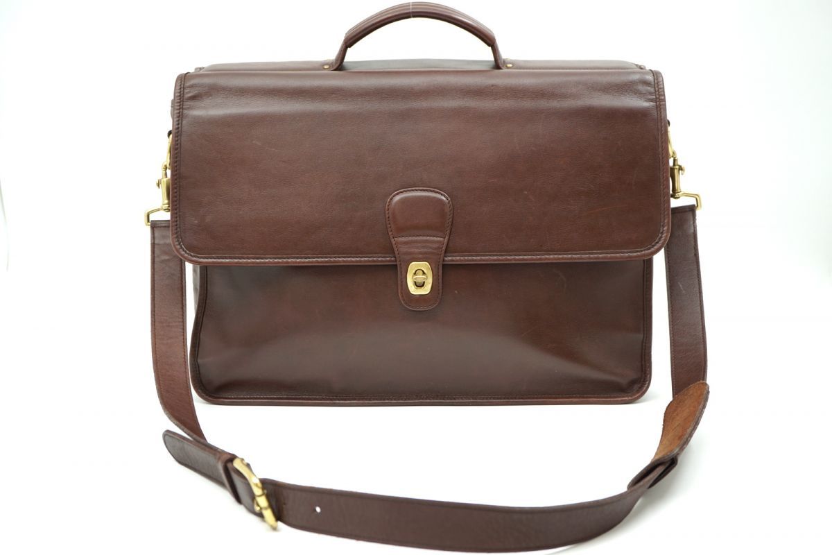 オールド コーチ ヴィンテージ 2way ブリーフケース ショルダー ビジネス ハンドバッグ 0542 Unisex レザー 茶 ブラウン COACH 3668h