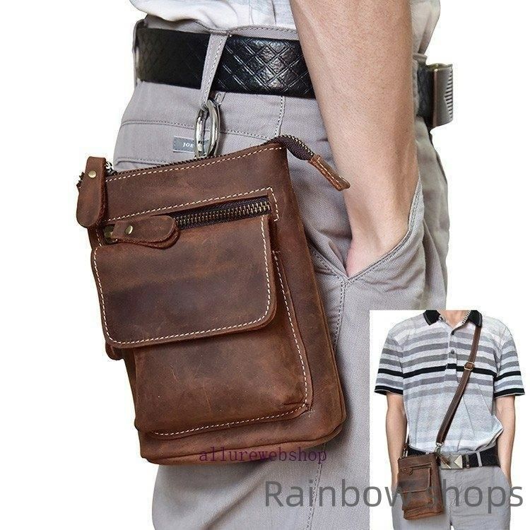 新品未使用】ウエストバッグ メンズレザー 2way 小型 ショルダー