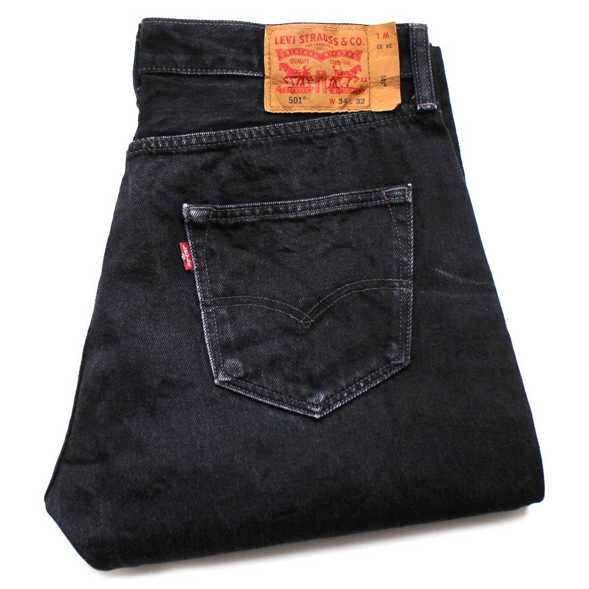 トルコ製 Levi'sリーバイス 501 ブラック デニムパンツ ヒゲ w34