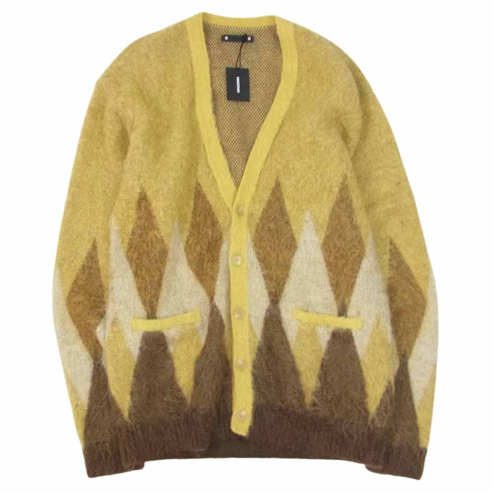 MINEDENIM マインデニム カーディガン 2210-6002-27-032 Kid Mohair Argyle Knit Long Cardigan キッド モヘア アーガイル ニット カーディガン イエロー系 3【新古品】【未使用】【中古】 MINEDENIM マインデニム カーディガン 2210-6002-27-032 Kid Mohair