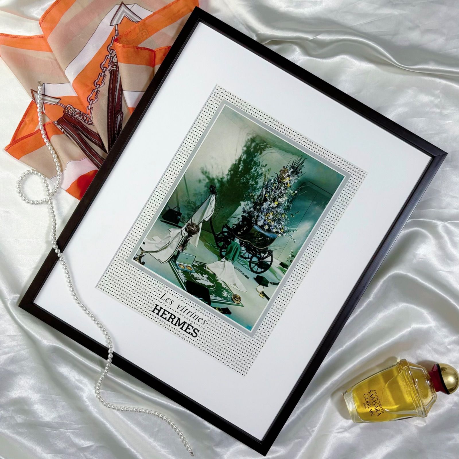 90s エルメス HERMES アンティーク 広告ポスター額縁付 1960 広告＞HERMES エルメス ポスター ヴィンテージ アートポスター