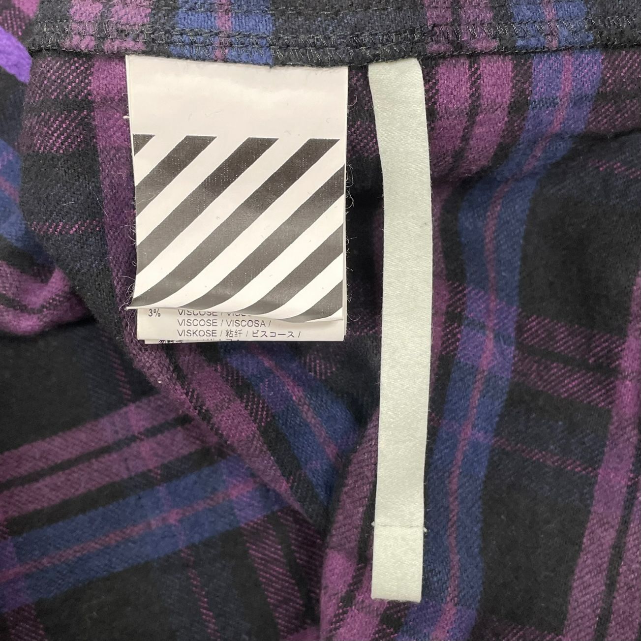 国内正規 OFF-WHITE 20AW ARROW PATCHED FLANNEL CHECK SHIRT アローパッチ フランネル チェック シャツ  オフホワイト OMGA098R20G71021 パープル M