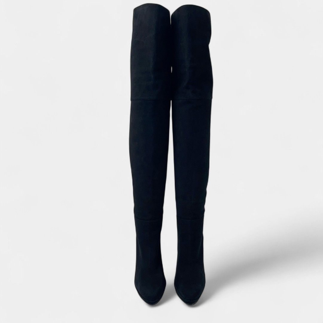 ジミーチュウ ニーハイブーツ ブラック スエード サイドゴア