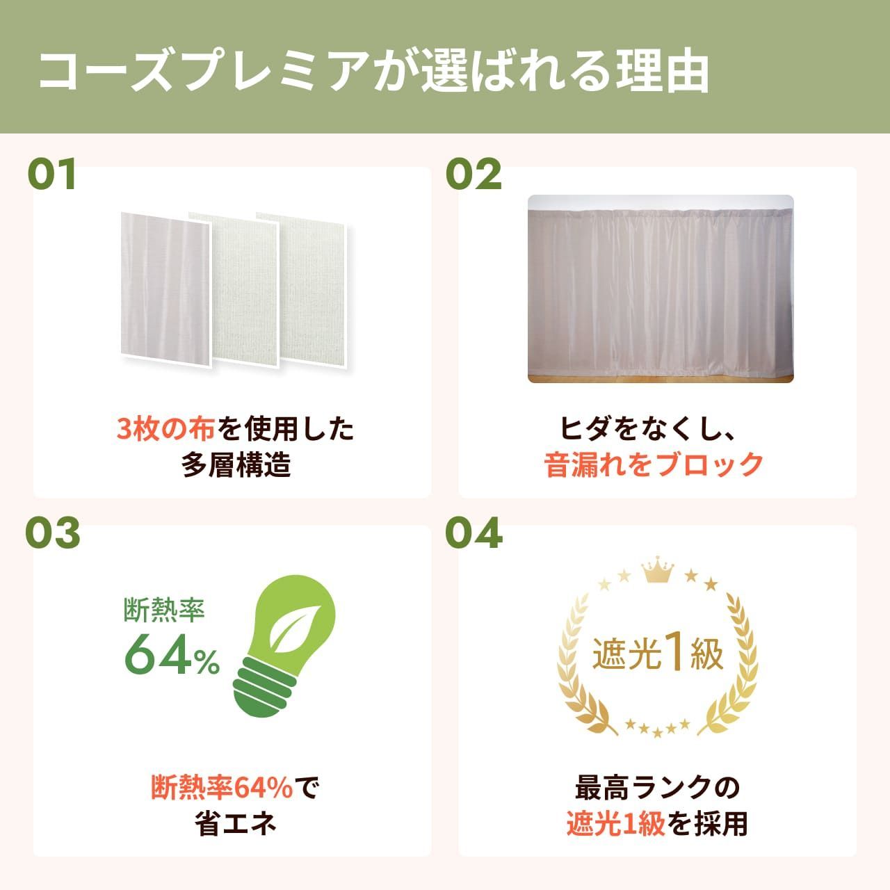 七層構造防音カーテン コーズプレミア