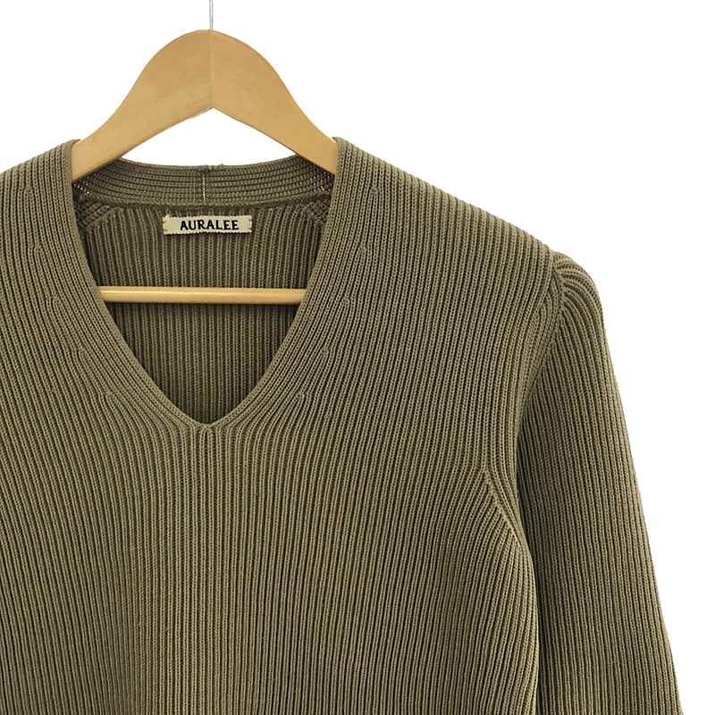 AURALEE / オーラリー | SUPER FINE WOOL RIB KNIT V NECK P/O