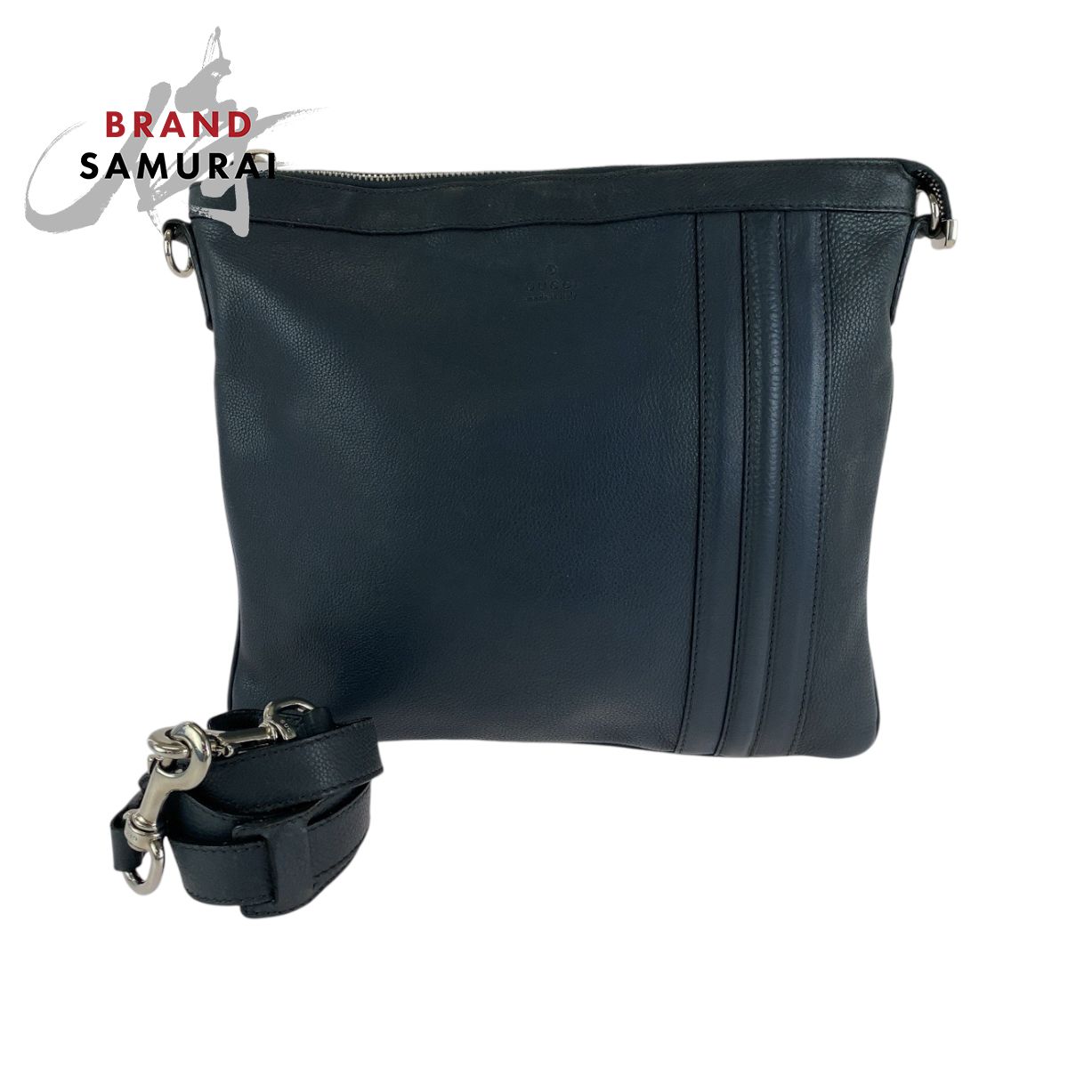 美品 GUCCI グッチ ダークグレー シルバー金具 レザー 233329 美品 GUCCI グッチ ダークグレー シルバー金具 レザー 233329