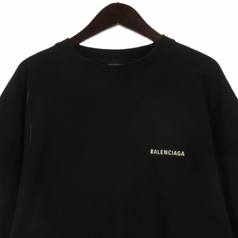 バレンシアガ BALENCIAGA DEFILE Tシャツ カットソー 半袖 ロゴ プリント ブラック XS