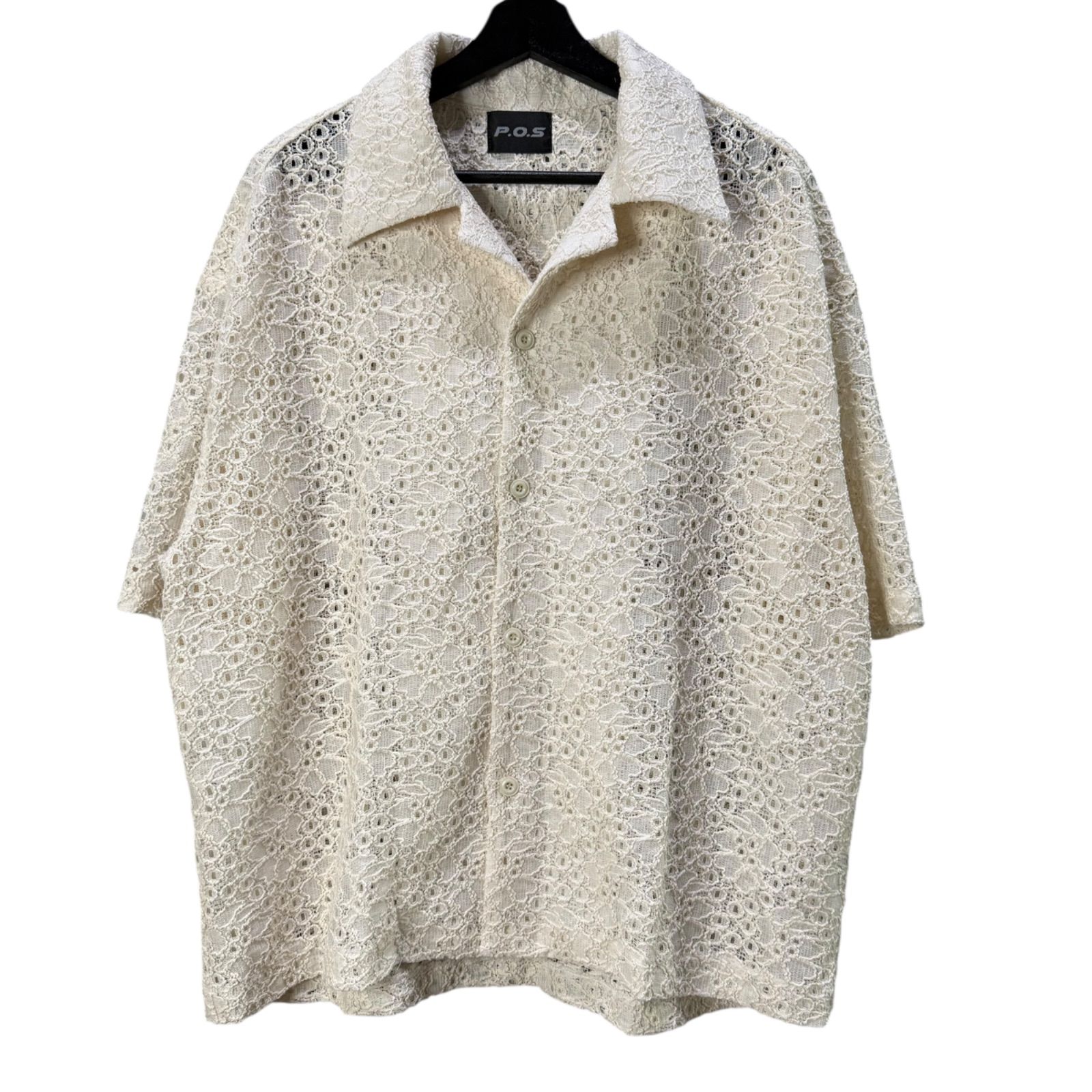 P.O.S LACE S|S COLLAR SHIRT WHITE