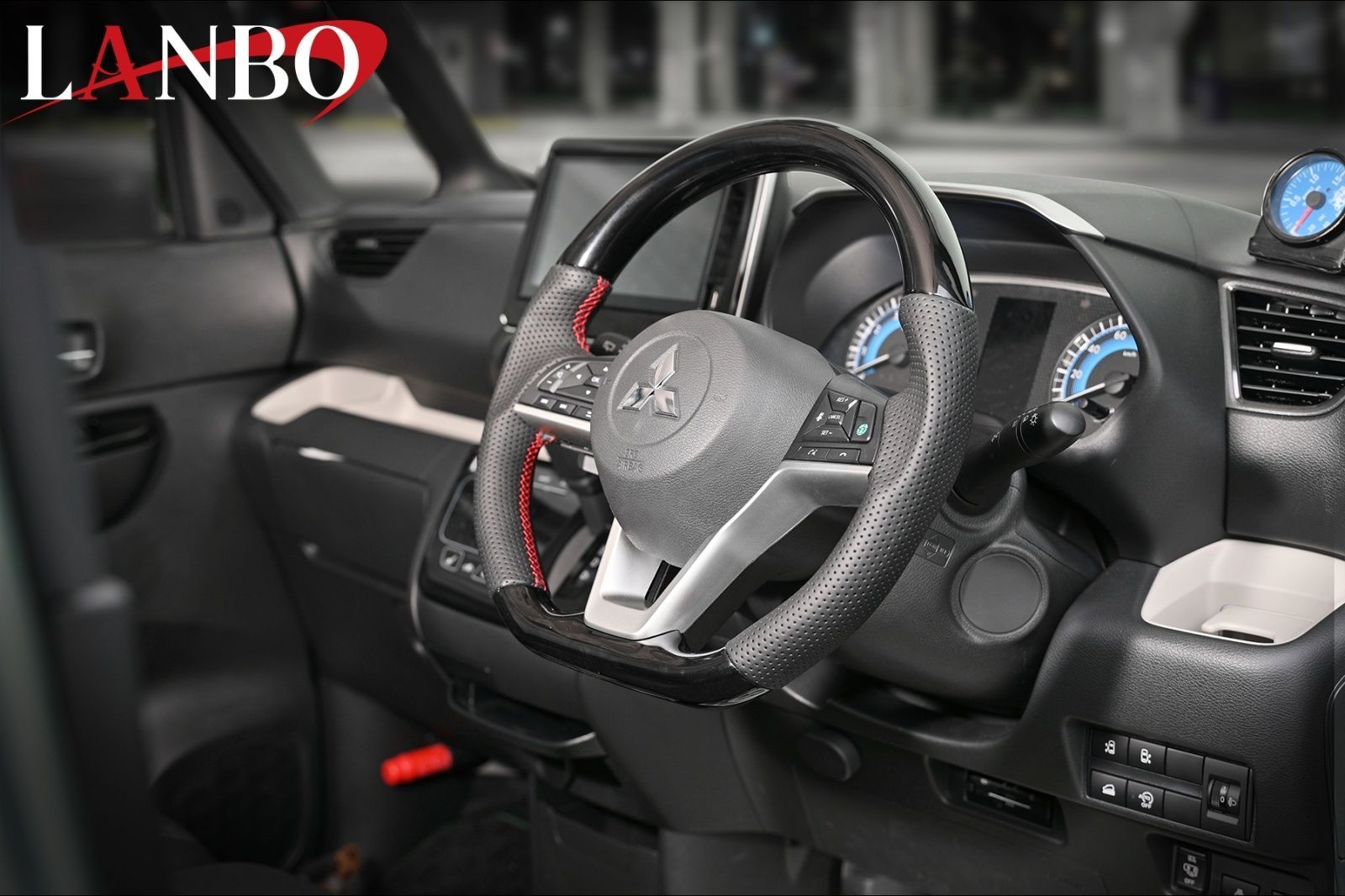 M s 三菱 デリカミニ B34A B35A B37A B38A 2025.5- LANBO オリジナル ガングリップ ステアリング ハンドル ピアノブラック ランボ 社外 パーツ 部品 内装 カスタム コンビ デリカ ミニ SMI04C FFCRYSTALESIA_COM