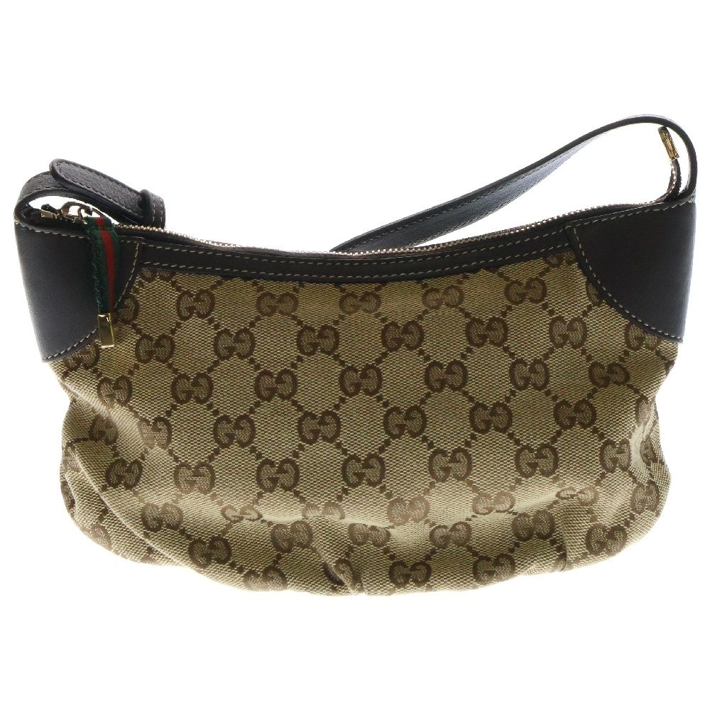 GUCCI グッチ GGキャンバ ハンドバッグ ミニバッグ ポーチ ベージュ レザー×キャンバス ゴールド金具 224093